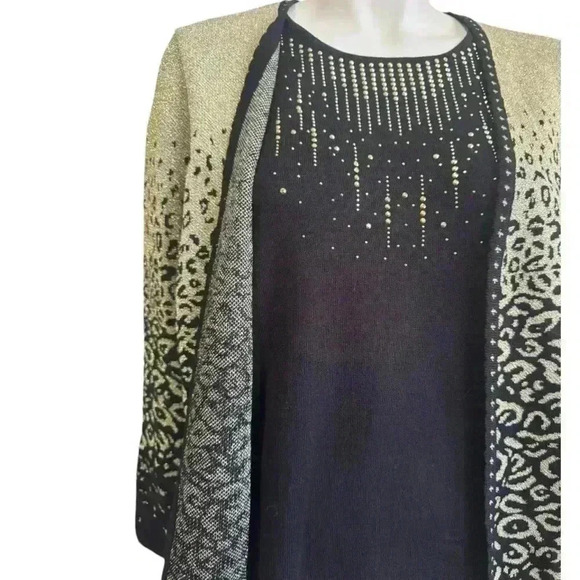 ALFRED DUNNER Ombre Metallic Leopard Twin Set Glam Retro Women's Size Medium - Picture 7 of 12